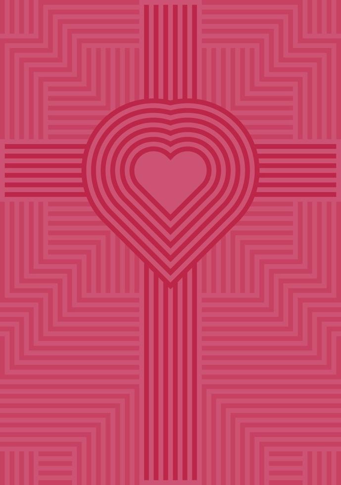 attraversare linea modello e rosso cuore forma. rosa geometrico sfondo. diagonale strisce perpendicolare. struttura elemento design per striscione, carta, manifesto, sfondo, parete. vettore illustrazione.