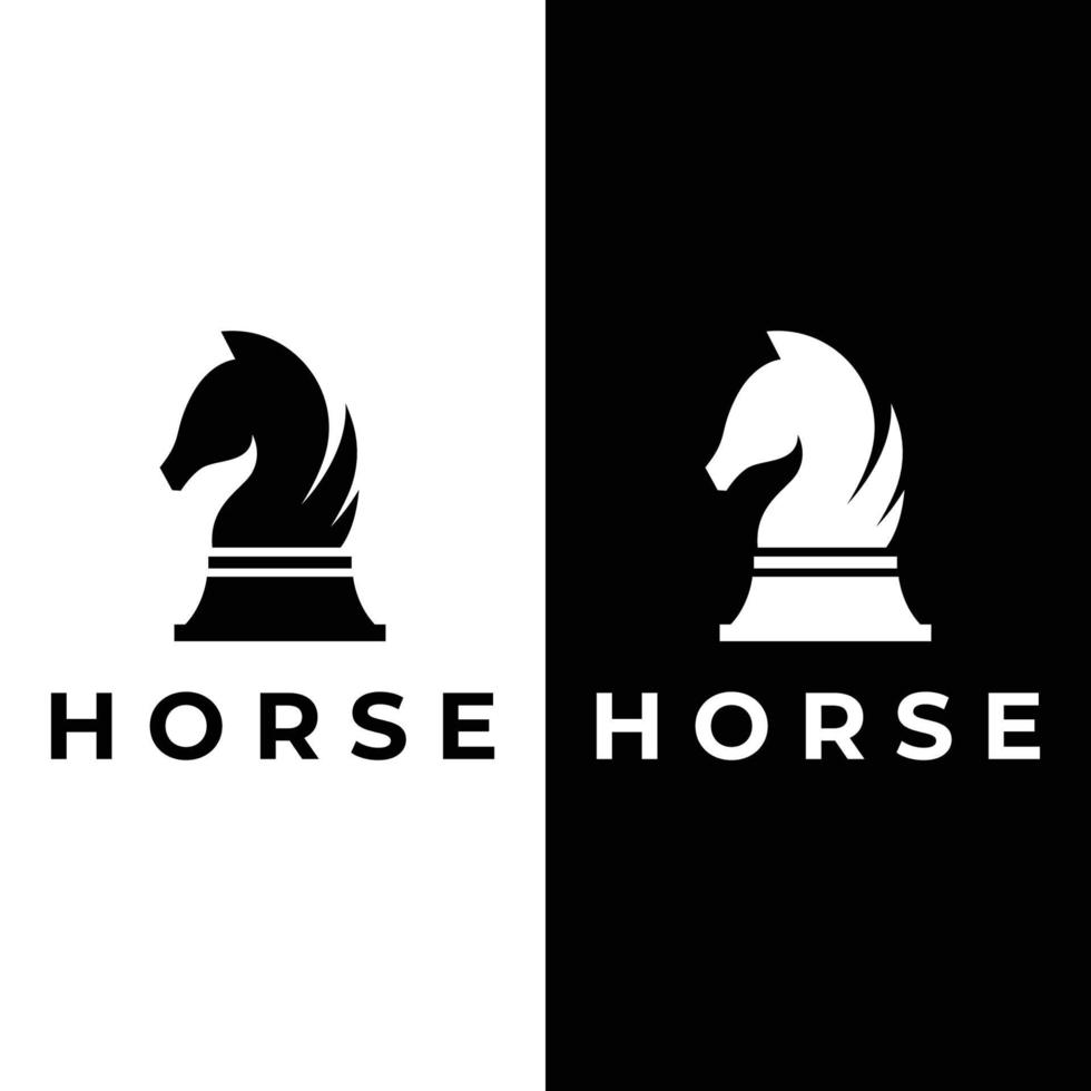 scacchi strategia gioco logo modello con cavallo, re, pedone e torre. loghi per tornei, scacchi squadre e Giochi. vettore