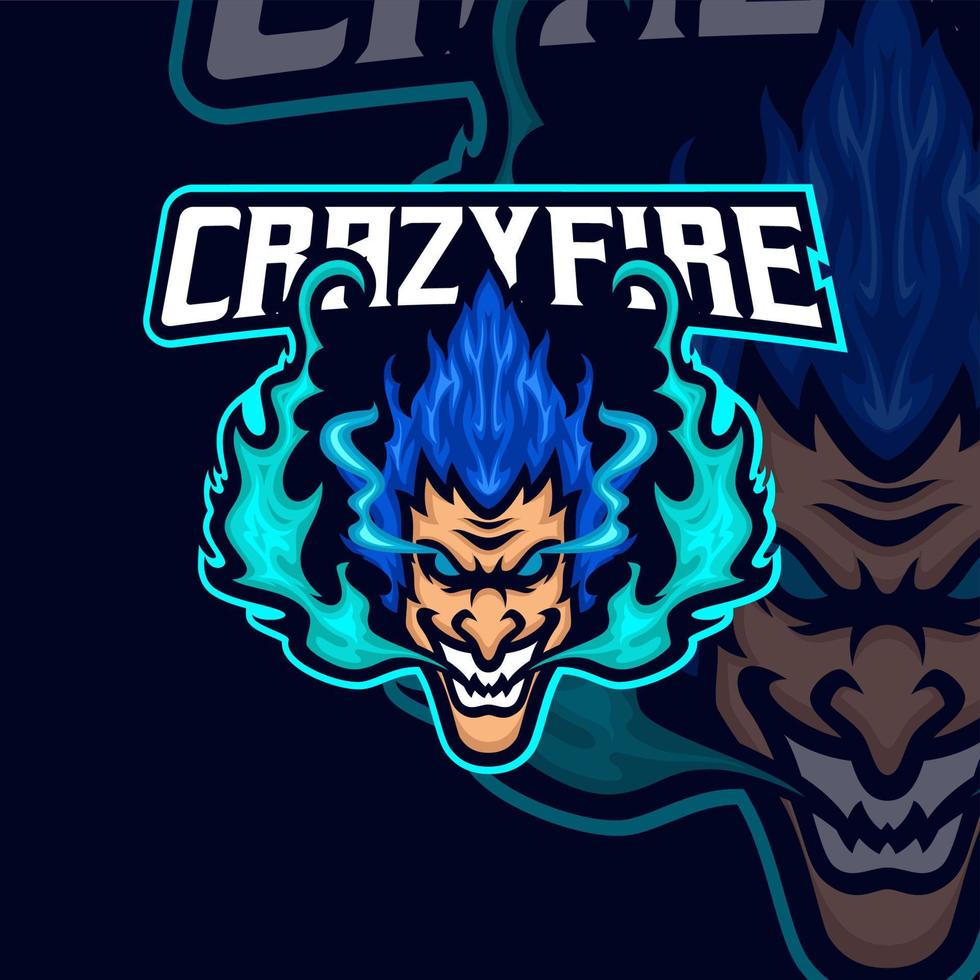 crazyfire masscot logo illustrazione premio vettore