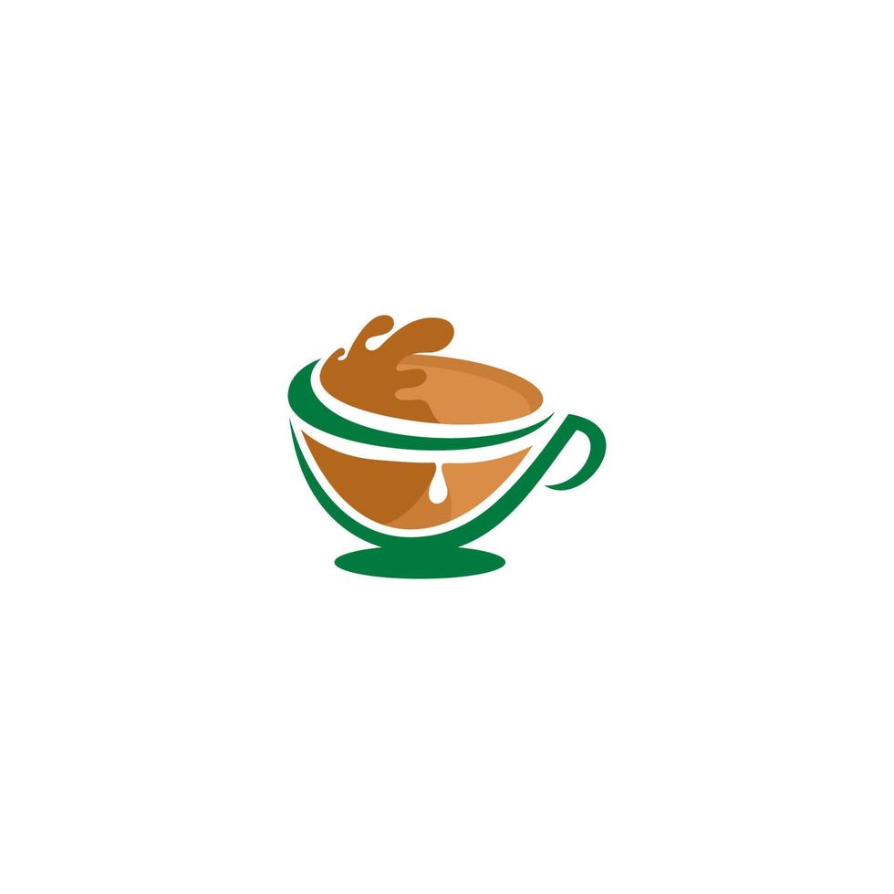 caffè foglia caffè tazza logo design. caffè tazza logo su bianca sfondo. vettore