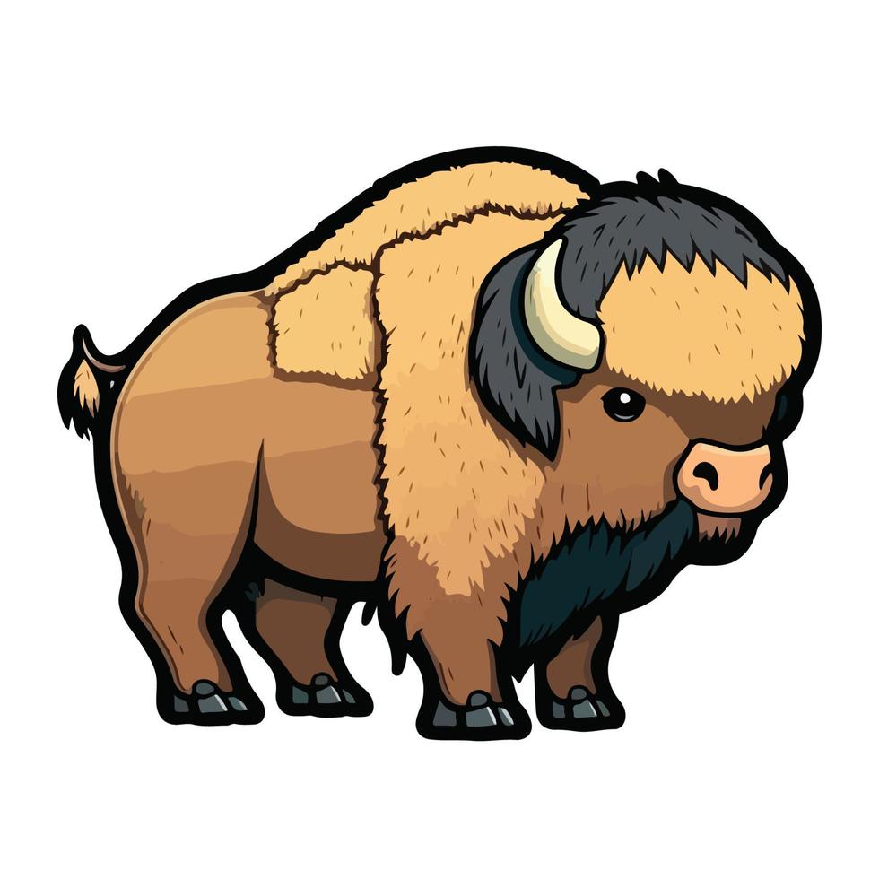 carino bisonte cartone animato stile vettore