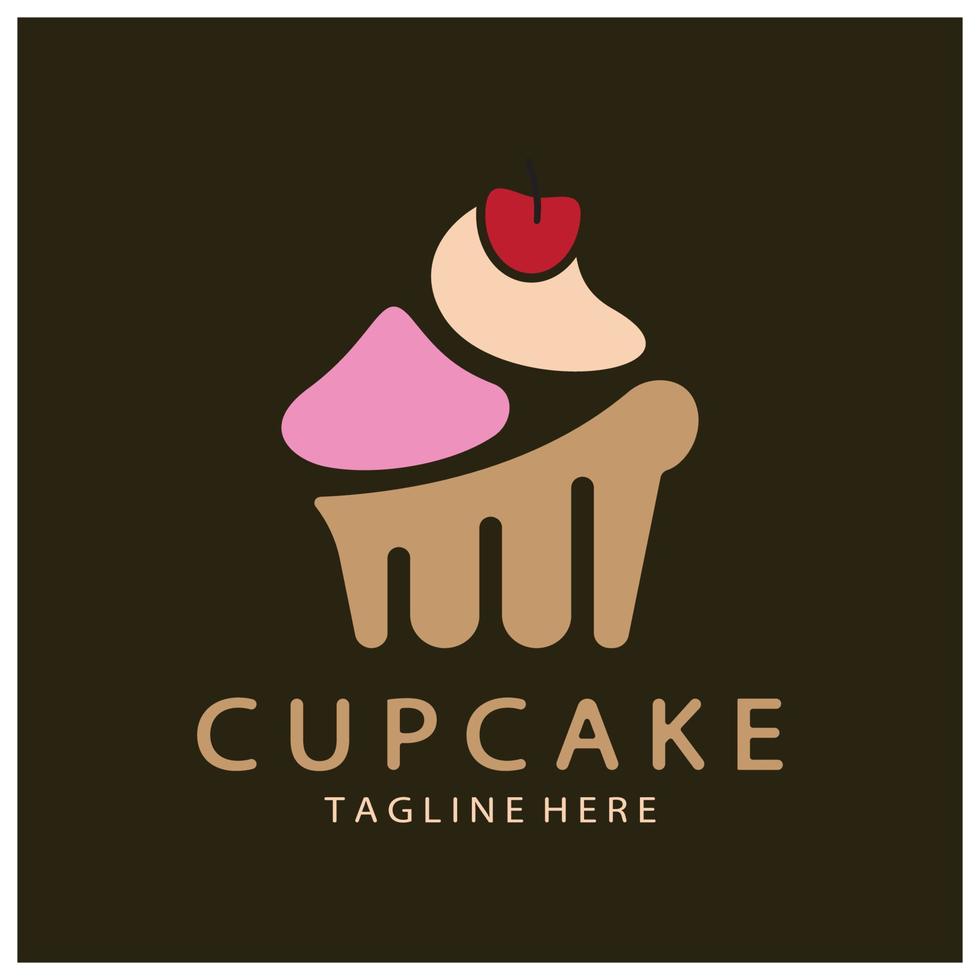 Cupcake logo design vettore illustrazione modello. Cupcake forno icona.torta negozio, pasticcere negozio ,vettore