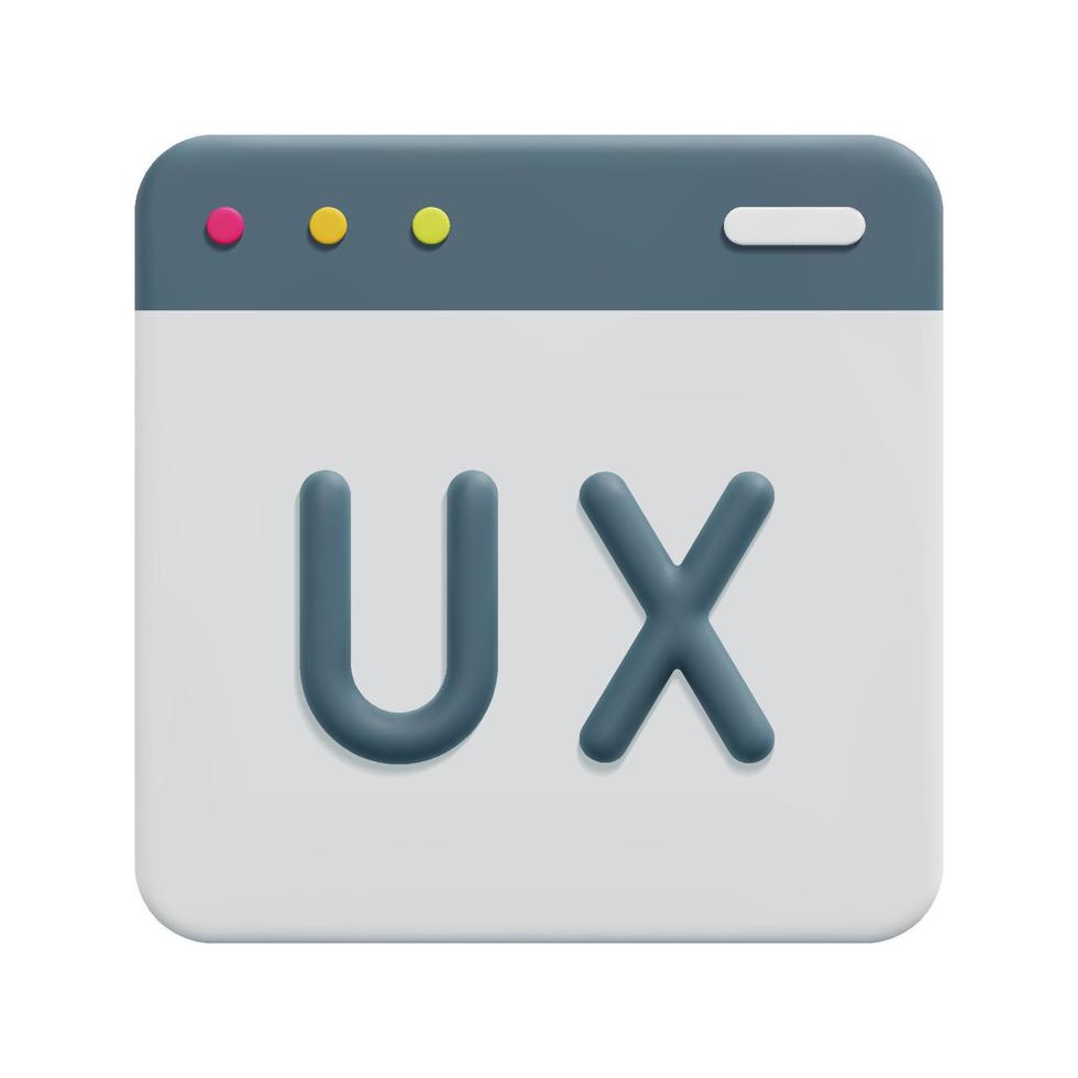 3d UX design su sito web icona vettore. isolato su bianca sfondo. 3d UX e ui concetto. cartone animato minimo stile. 3d icona vettore rendere illustrazione.