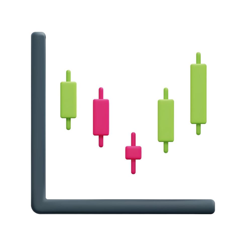 3d azione icona vettore. isolato su bianca sfondo. 3d investimento, attività commerciale e finanza concetto. cartone animato minimo stile. 3d candeliere grafico icona vettore rendere illustrazione.