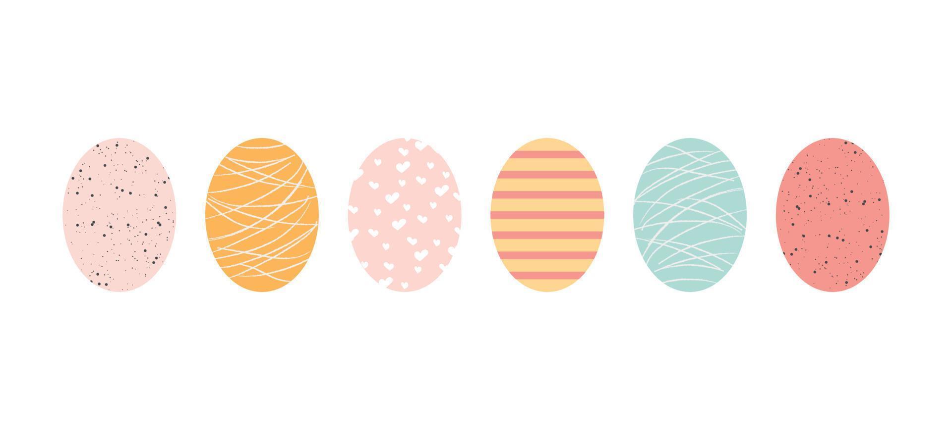 un' impostato di diverso Pasqua uova nel cartone animato carino colori su un' bianca sfondo. vettore illustrazione per la creazione di carte, manifesti.