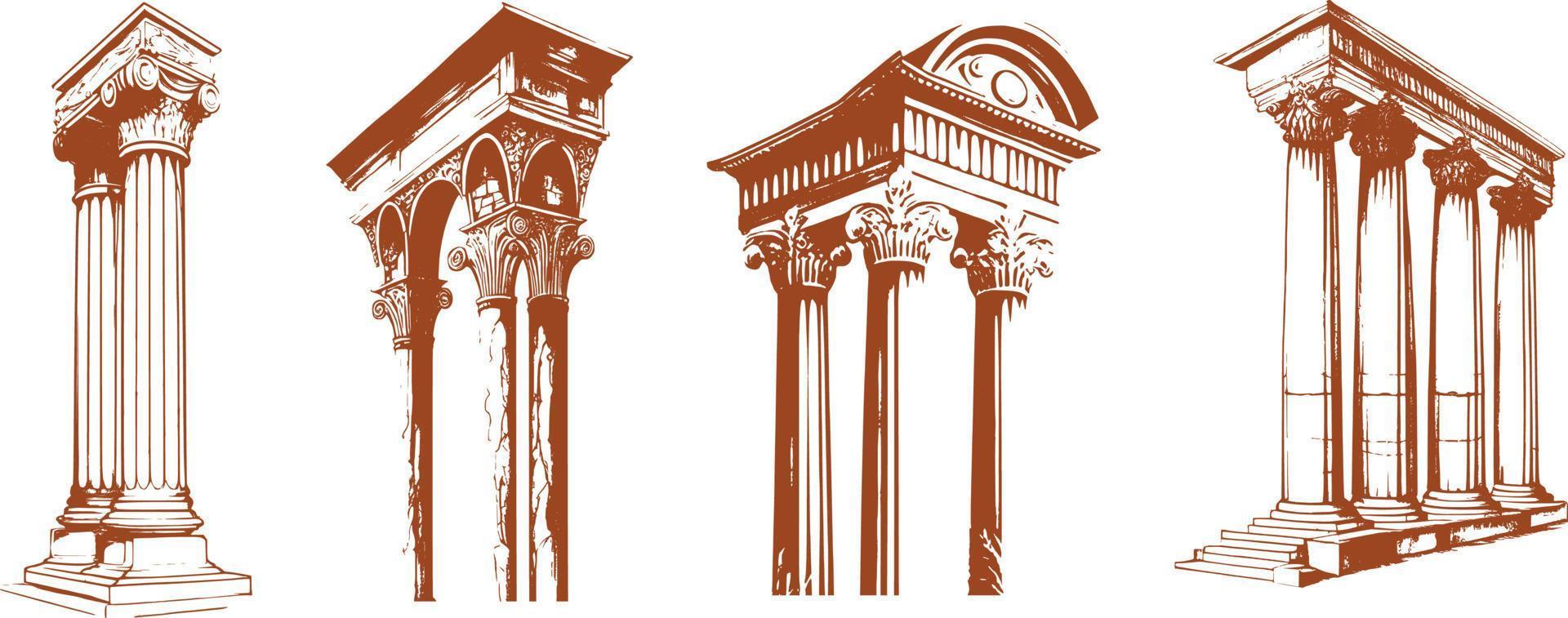 impostato di antico greco archi e cupole.minimalista stile. vettore