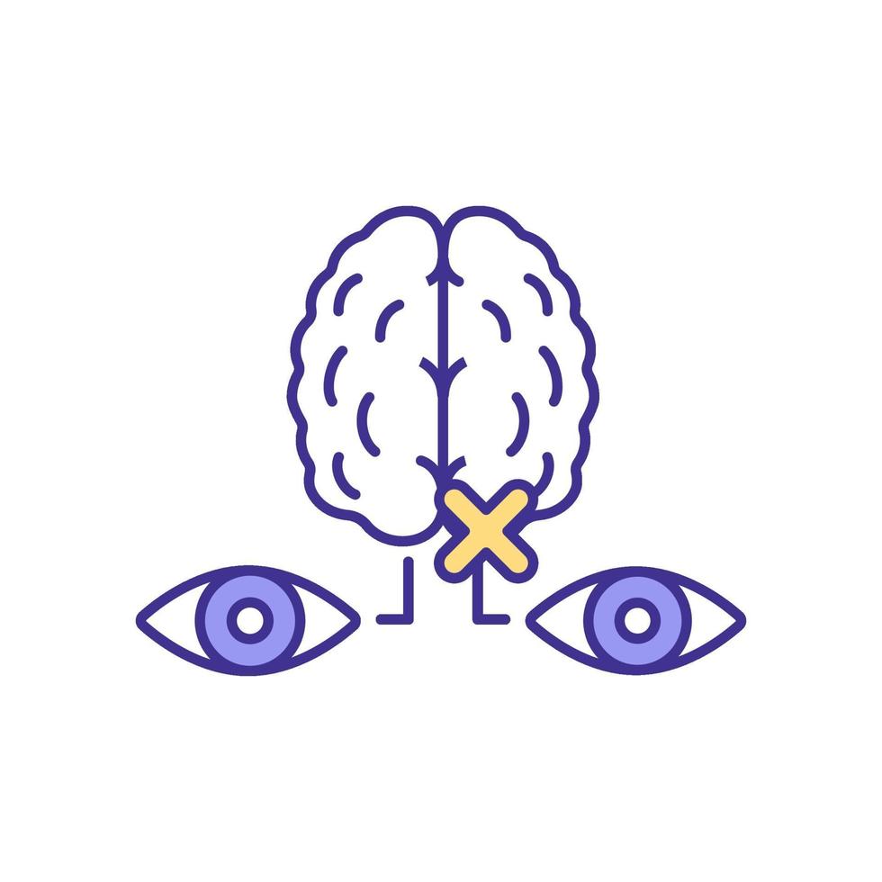 cervello occhio nervi icona colore rgb vettore