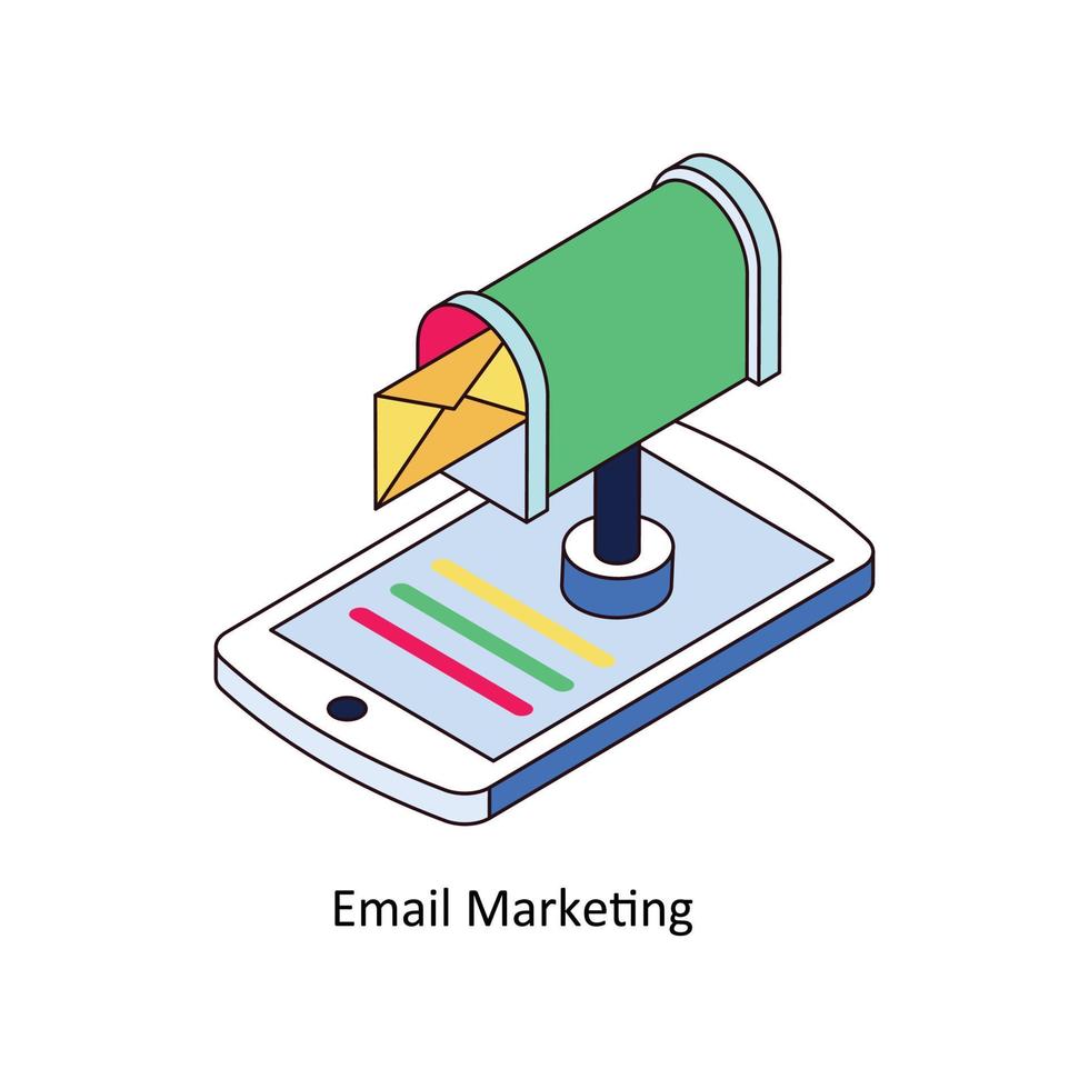 e-mail marketing vettore isometrico icone. semplice azione illustrazione azione