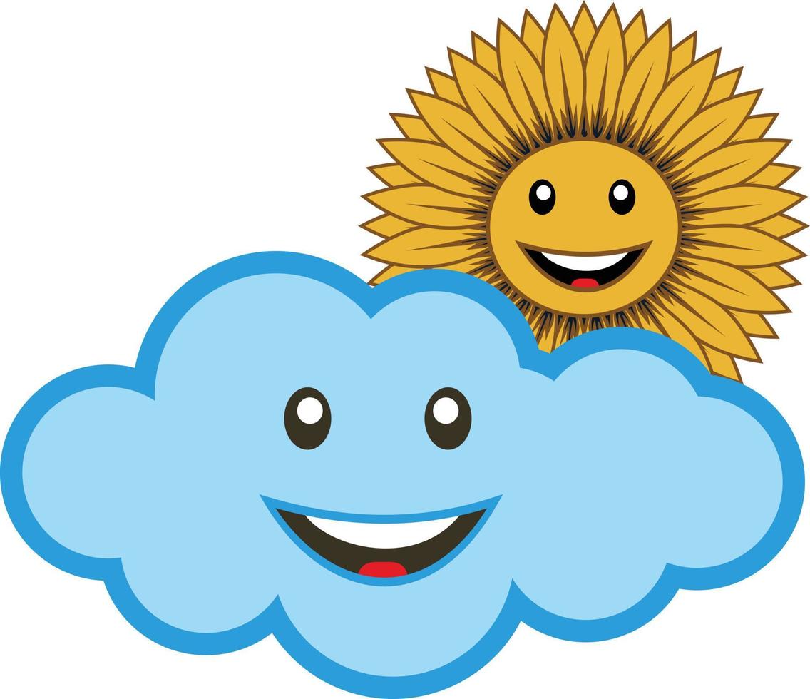 girasole sole e nuvole vettore Immagine illustrazioni