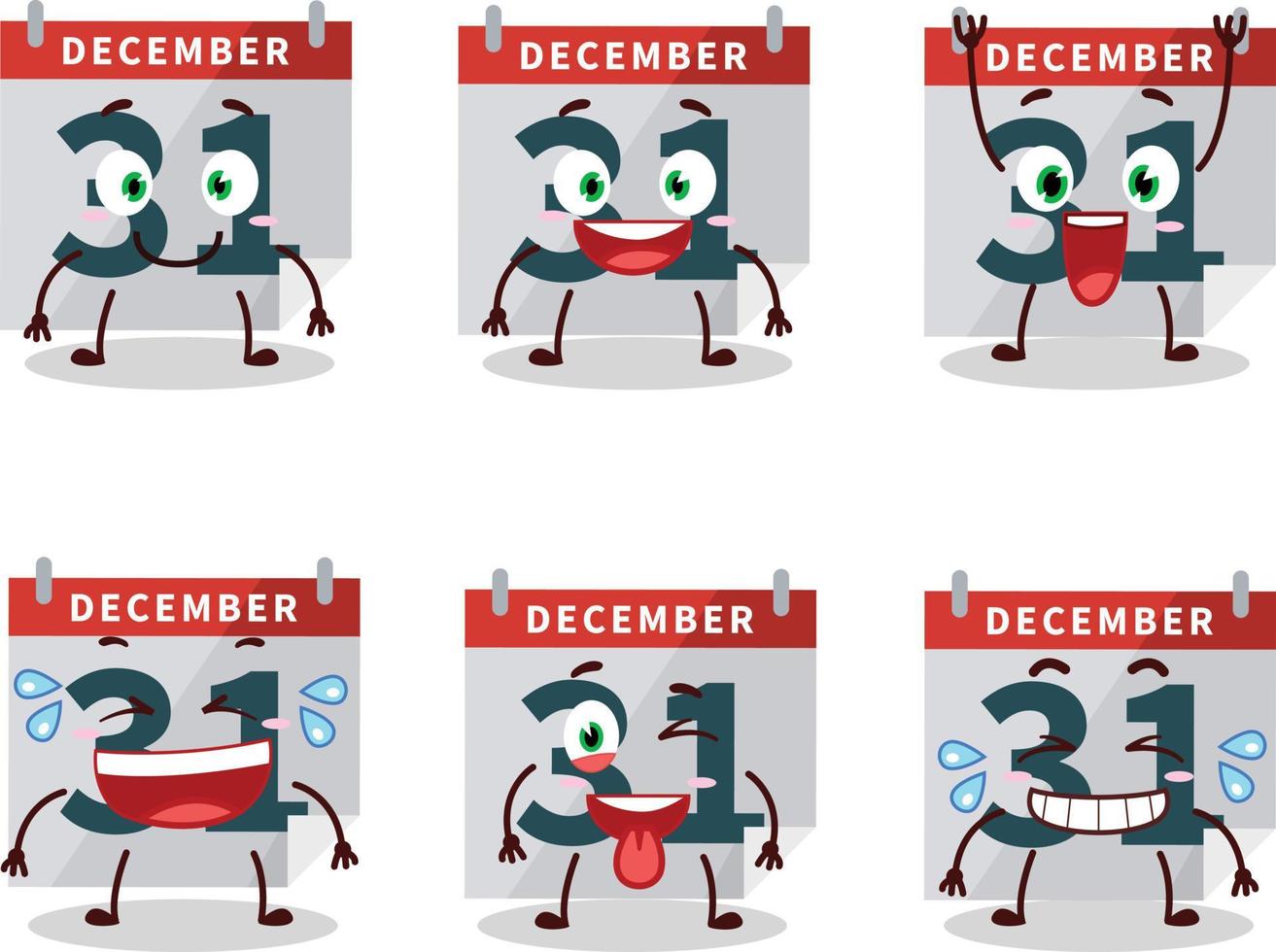 cartone animato personaggio di dicembre 31 calendario con Sorridi espressione vettore