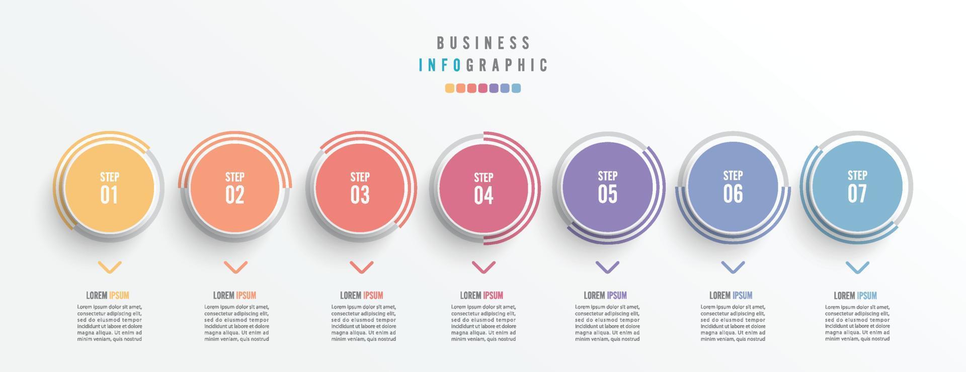 attività commerciale Infografica elemento con 7 opzioni, passi, numero vettore modello design