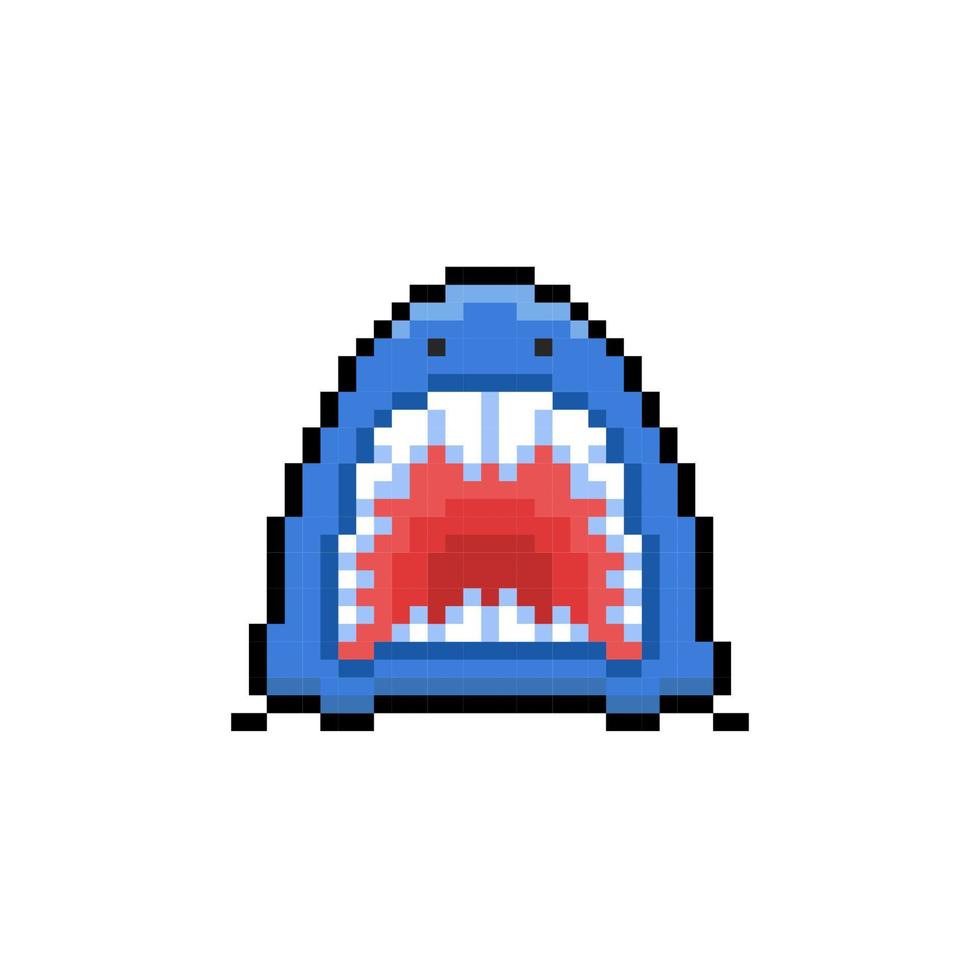 squalo fauci nel pixel arte stile vettore