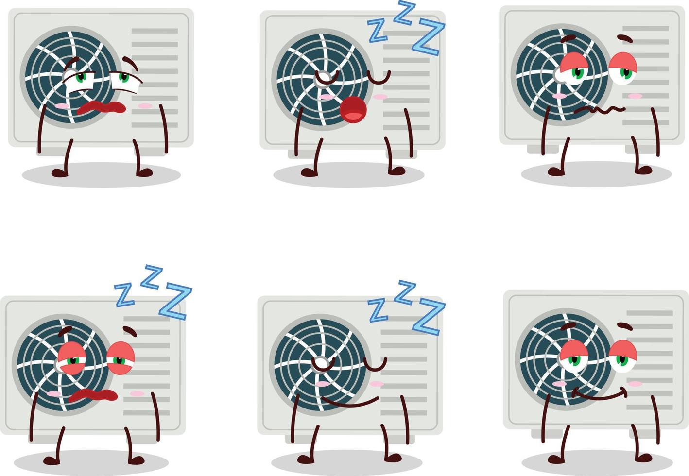 cartone animato personaggio di aria condizionatore con assonnato espressione vettore