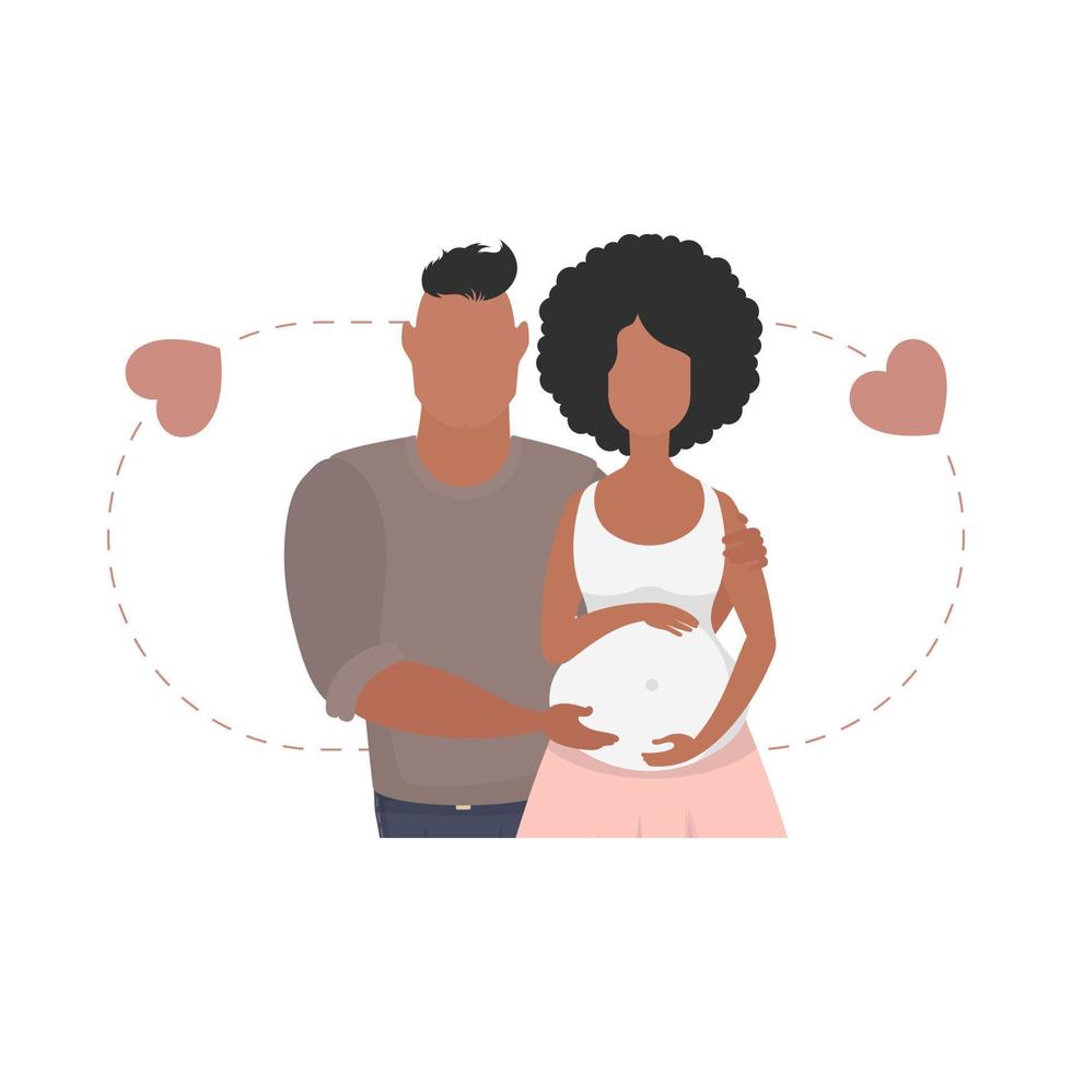 il incinta donna e sua marito siamo raffigurato cintola. isolato. contento gravidanza concetto. vettore nel cartone animato stile.