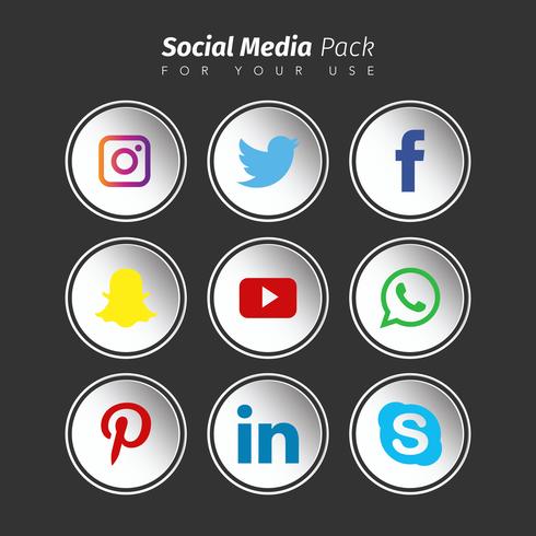 Collezione circolare di social media vettore