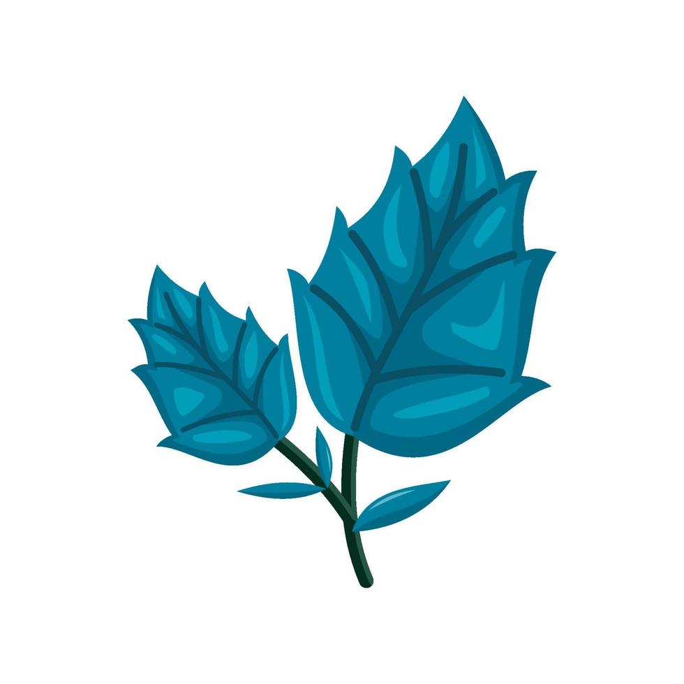 illustrazione disegnata a mano delle foglie blu dei rami degli alberi vettore