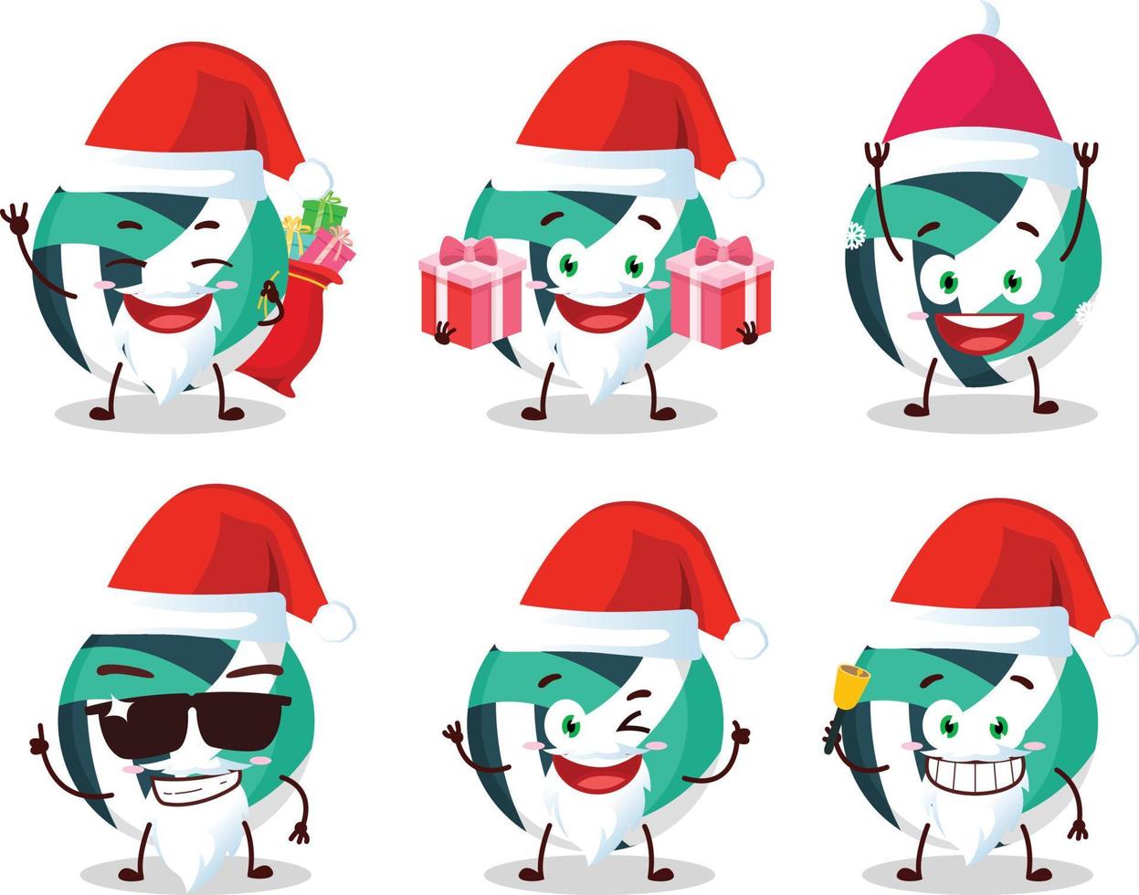 Santa Claus emoticon con volley palla cartone animato personaggio vettore