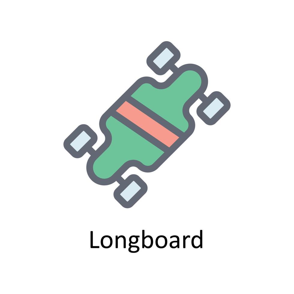 longboard vettore riempire schema icone. semplice azione illustrazione azione