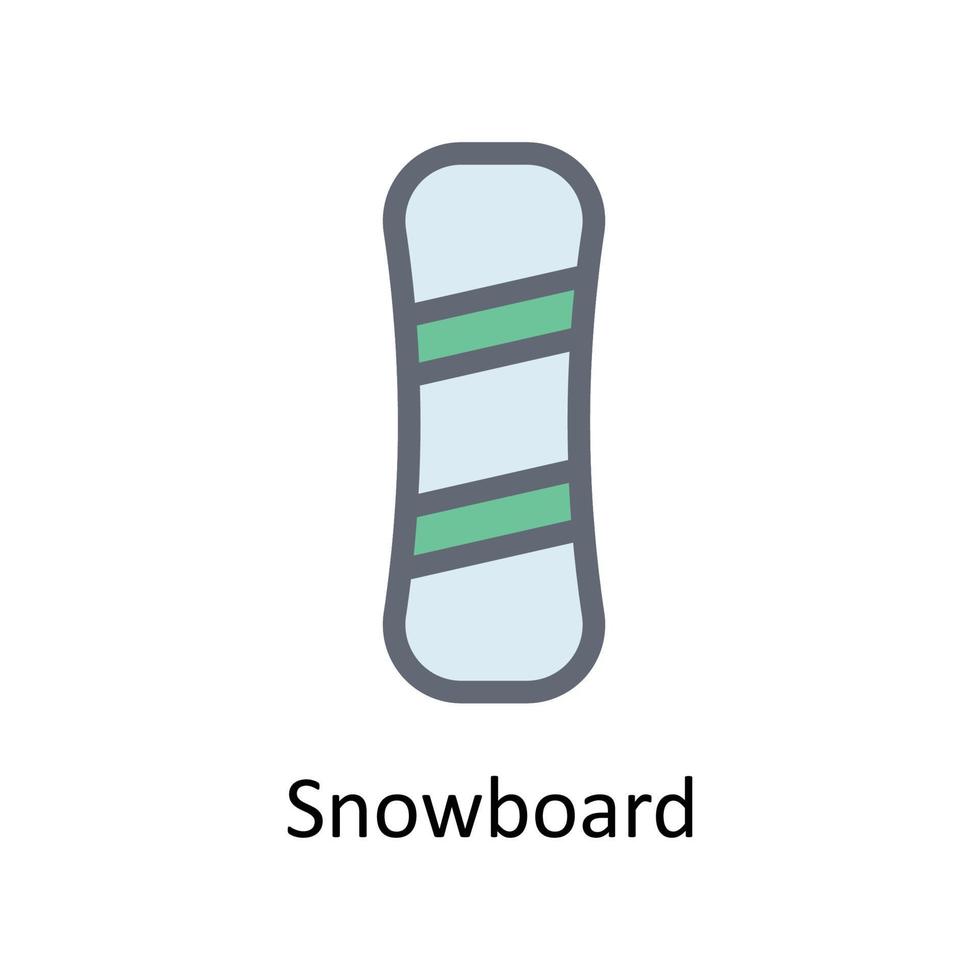 Snowboard vettore riempire schema icone. semplice azione illustrazione azione