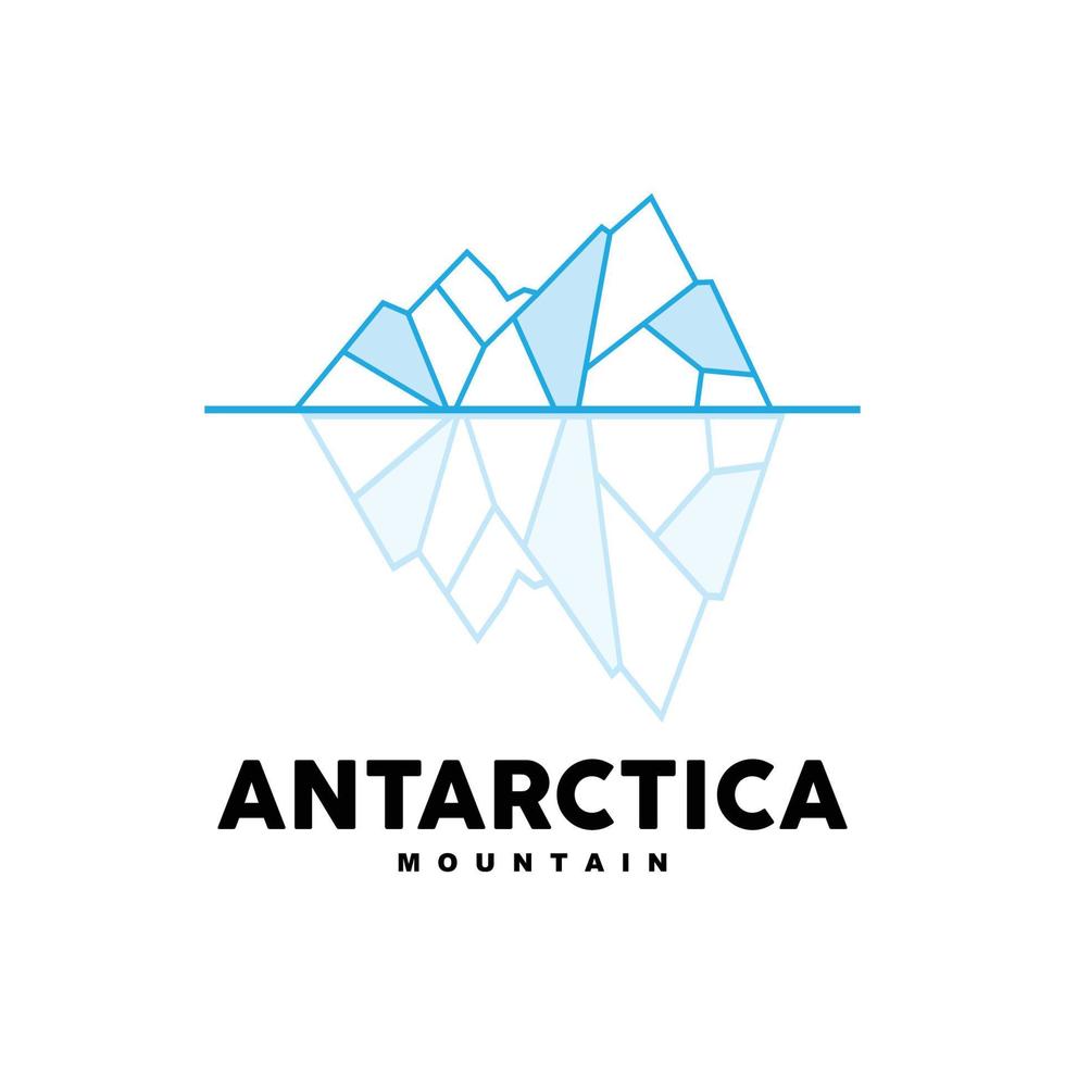 iceberg logo, antartico montagne vettore nel ghiaccio blu colore, natura disegno, Prodotto marca illustrazione modello icona