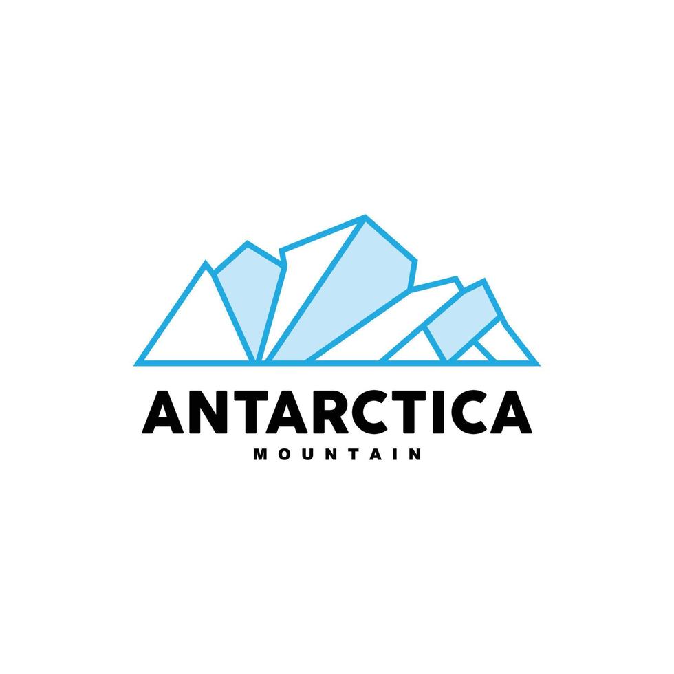 iceberg logo, antartico montagne vettore nel ghiaccio blu colore, natura disegno, Prodotto marca illustrazione modello icona