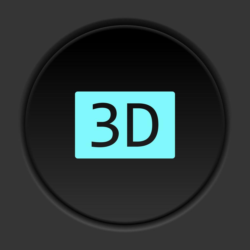 buio pulsante icona 3d film. pulsante bandiera il giro distintivo interfaccia per applicazione illustrazione su scurire sfondo vettore