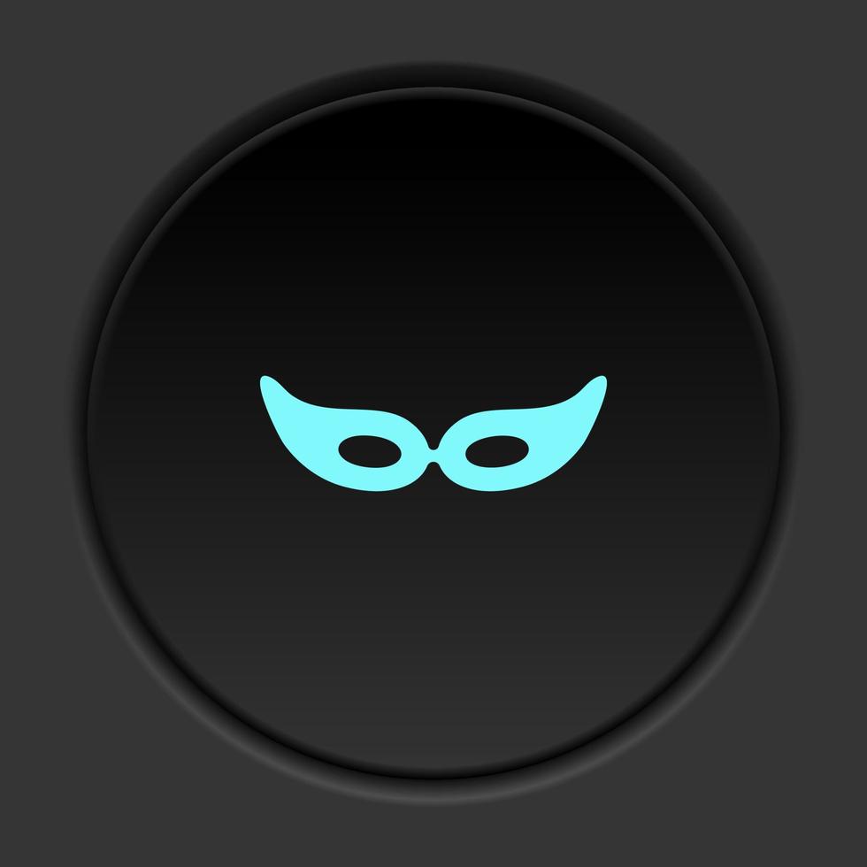 buio pulsante icona occhio maschera. pulsante bandiera il giro distintivo interfaccia per applicazione illustrazione su scurire sfondo vettore
