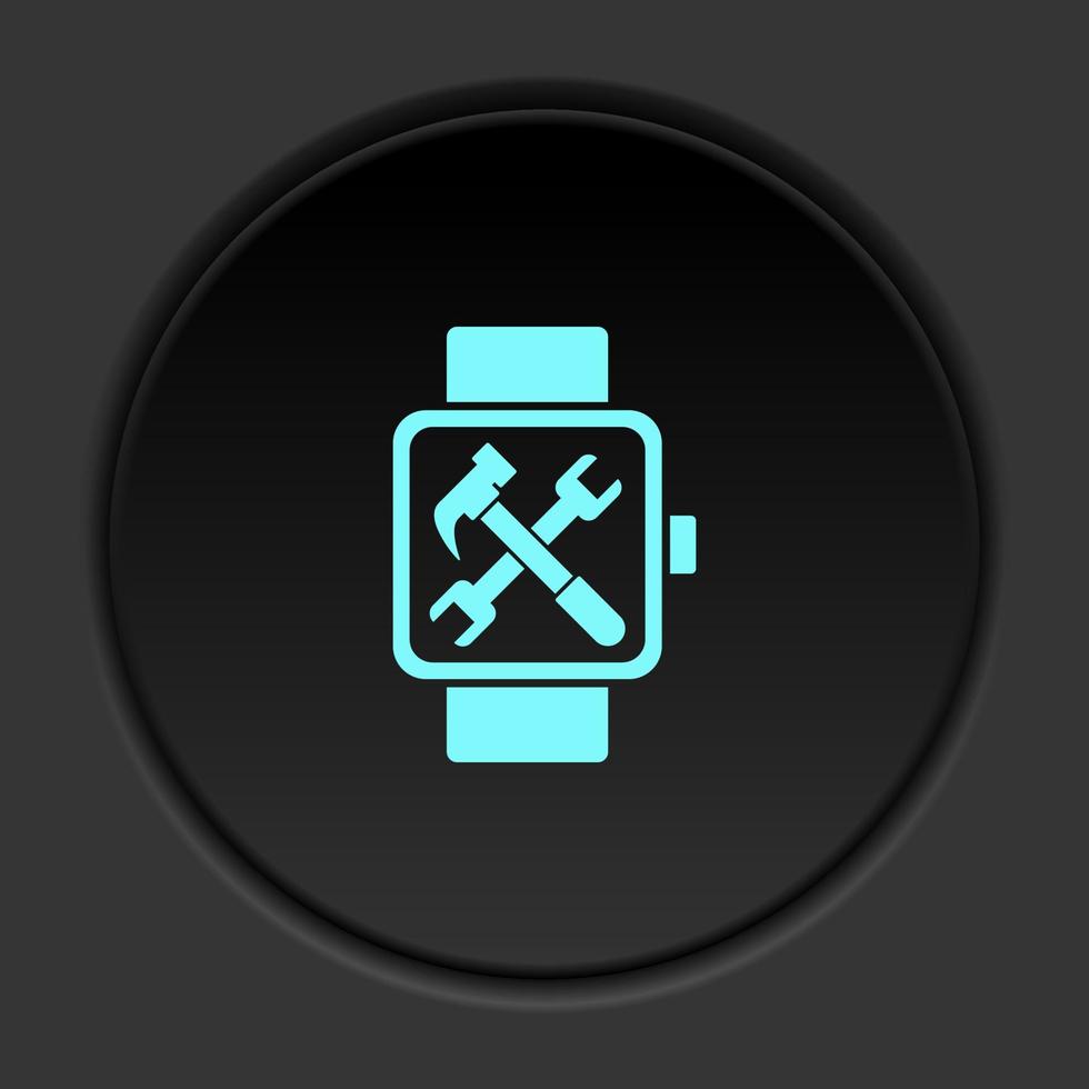 buio pulsante icona configurazione guarda. pulsante bandiera il giro distintivo interfaccia per applicazione illustrazione su scurire sfondo vettore