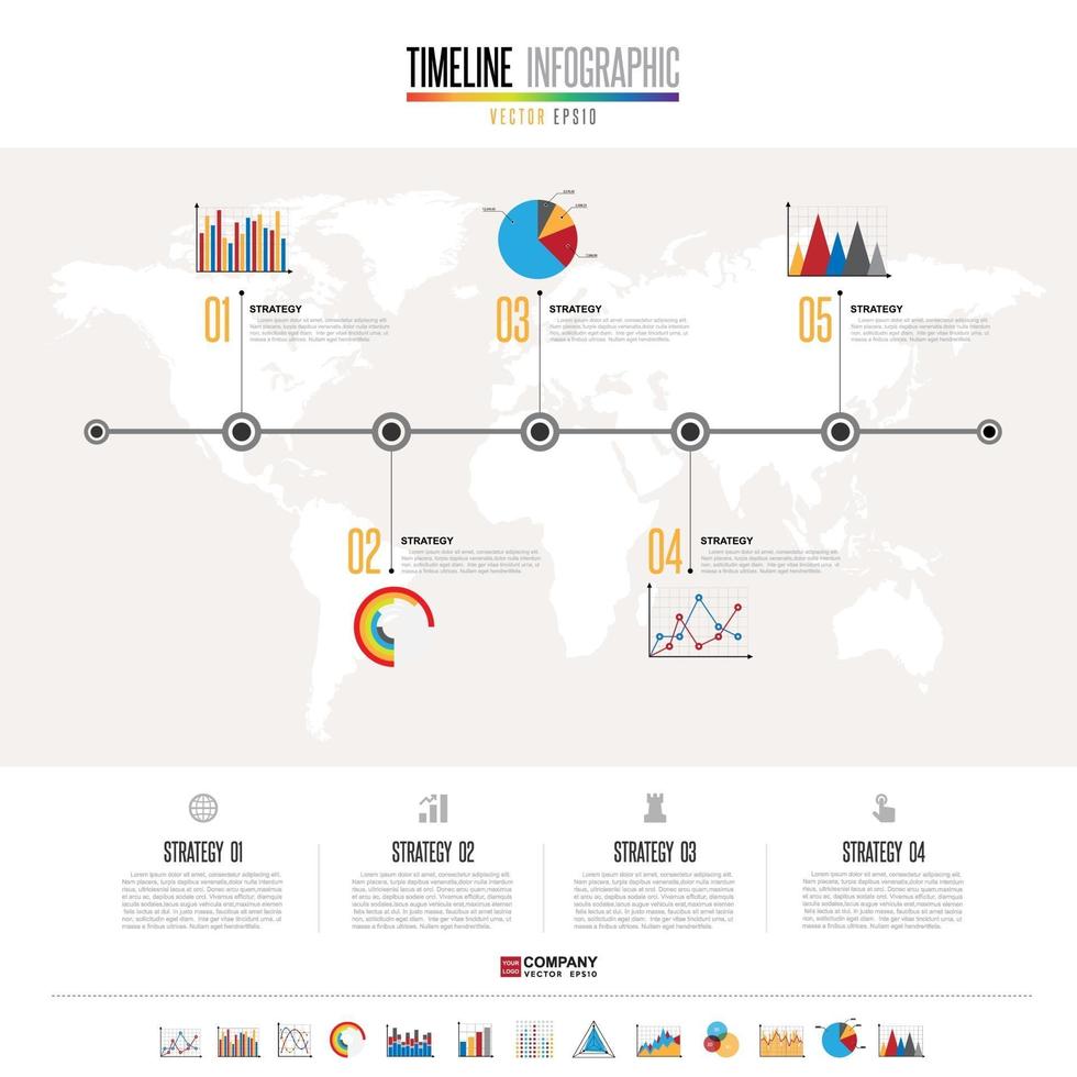modello di progettazione infografica timeline vettore