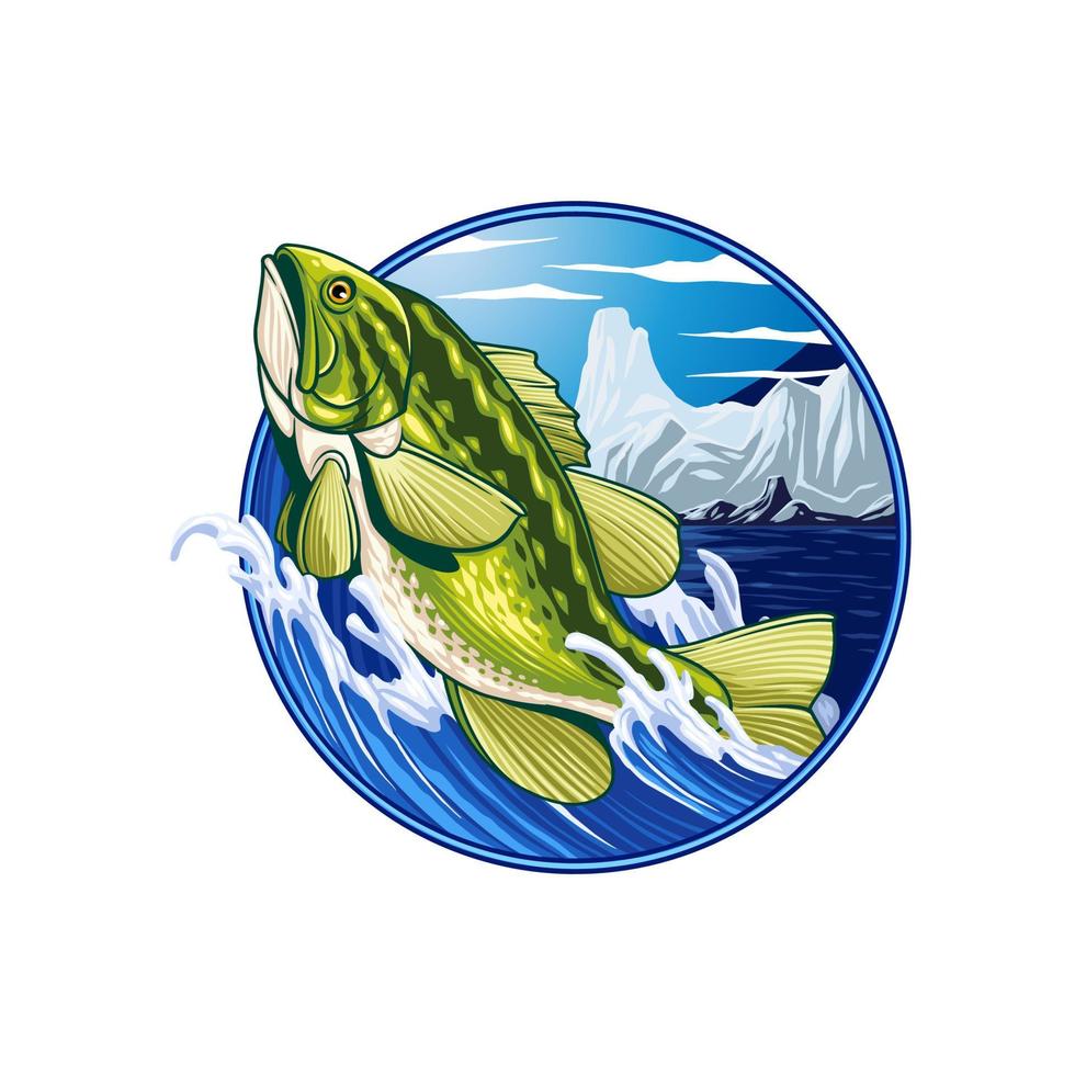 artico basso pesca portafortuna logo vettore