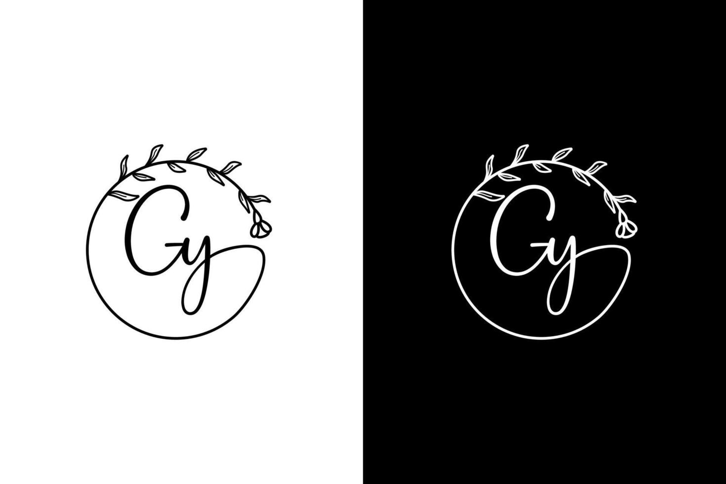 iniziale lettera gy cerchio floreale botanico logo design azione vettore