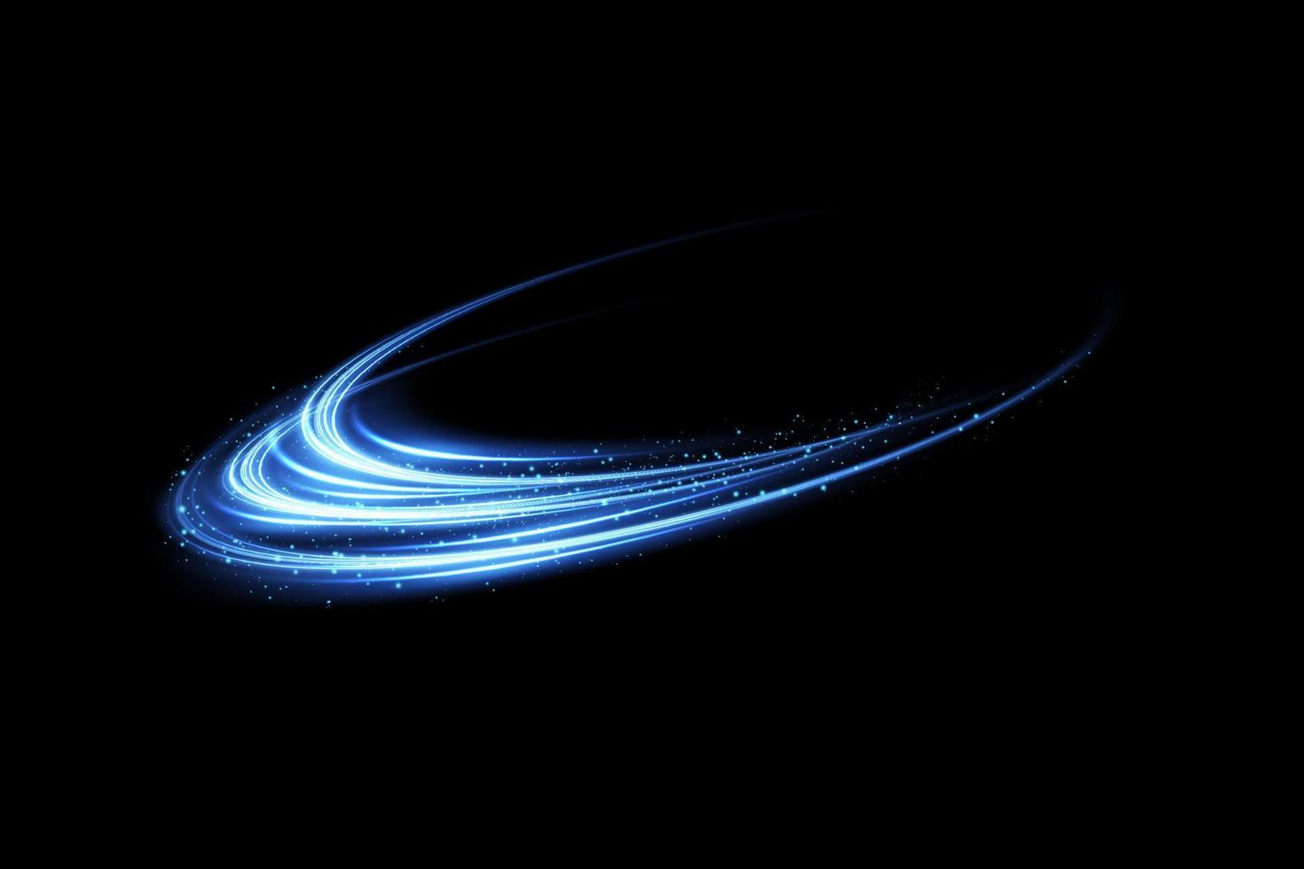 astratto blu leggero Linee di movimento e velocità. leggero blu ellisse. brillante galassia. raggiante podio. spazio tunnel. leggero ogni giorno raggiante effetto. semicircolare onda, leggero vortice svegliarsi. luminosa spira. vettore