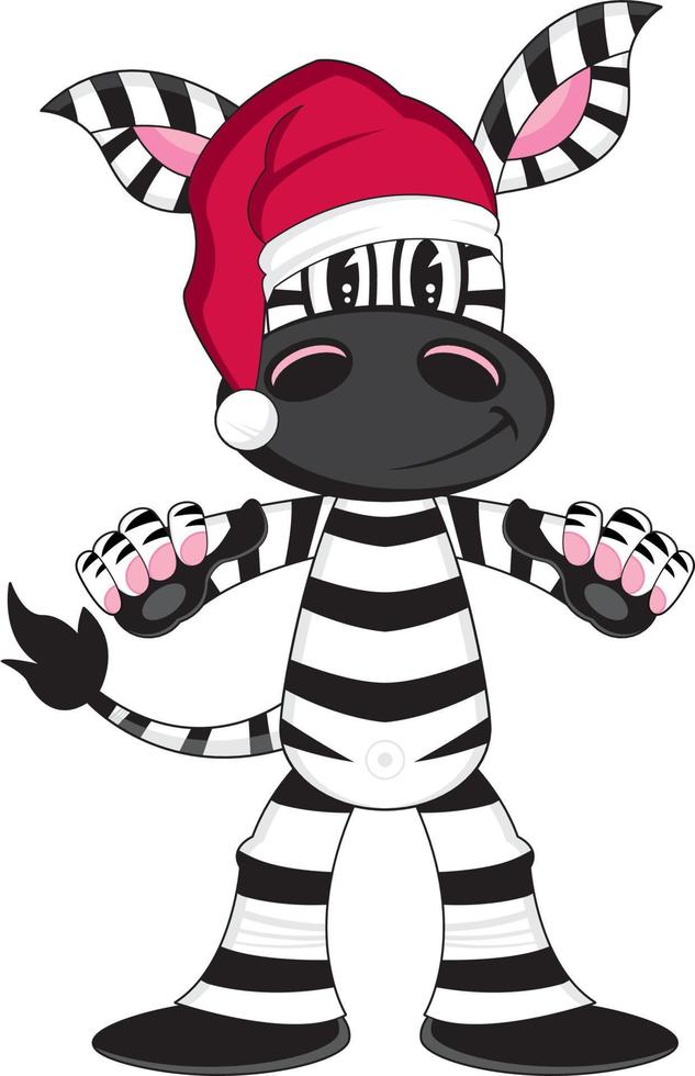 carino cartone animato Santa Claus Natale zebra personaggio vettore