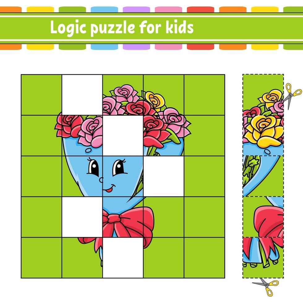 puzzle di logica per bambini. foglio di lavoro per lo sviluppo dell'istruzione. gioco di apprendimento per bambini. pagina delle attività. semplice illustrazione vettoriale isolato piatto in stile cartone animato carino.