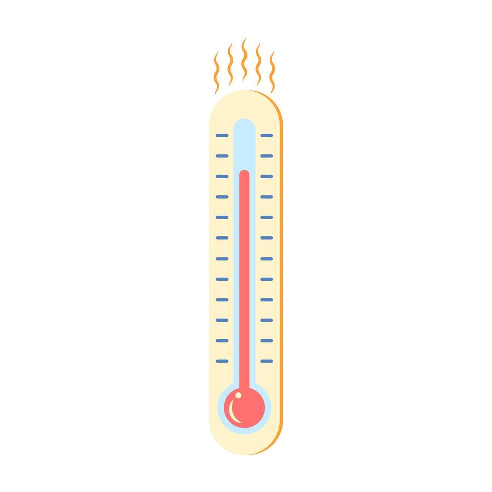 cartone animato colore termometro caldo temperatura cartello. vettore
