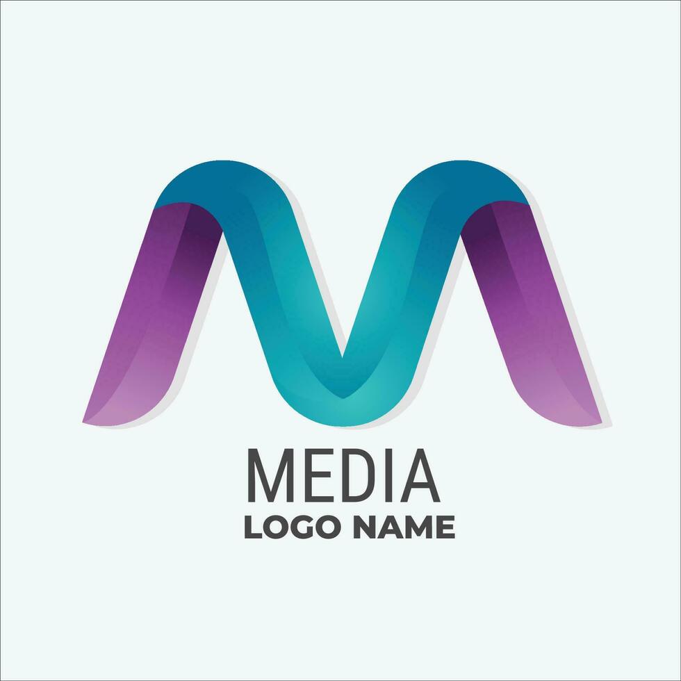 m iniziale moderno logo design vettore