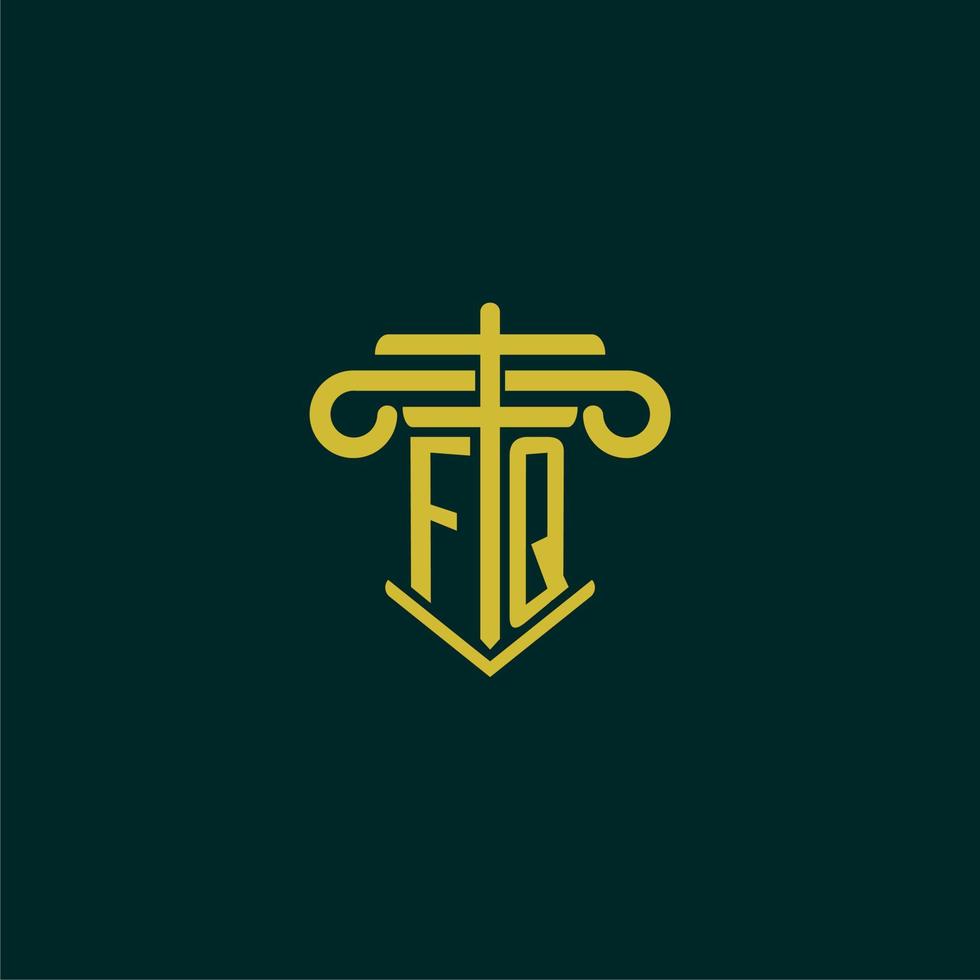 fq iniziale monogramma logo design per legge azienda con pilastro vettore Immagine