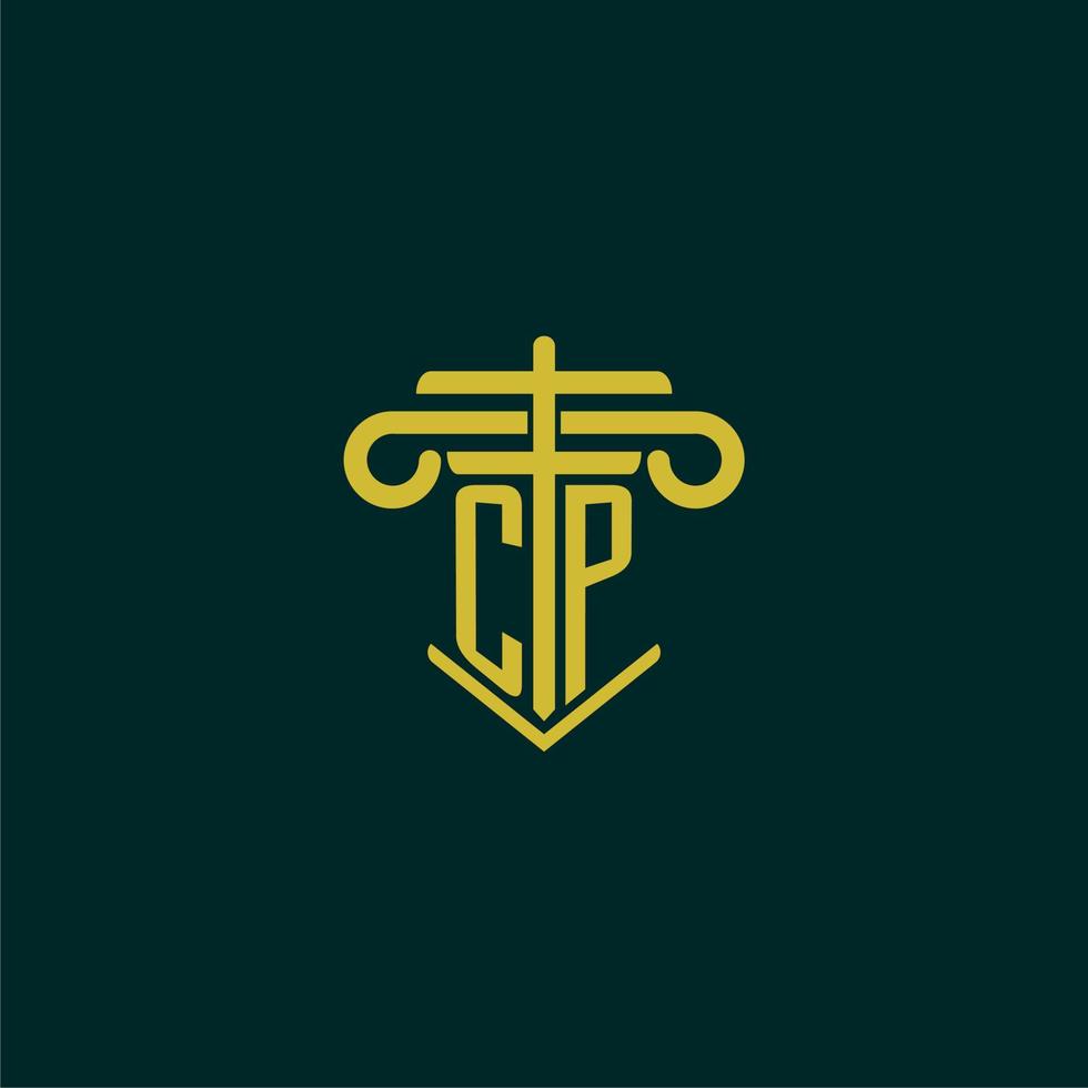 cp iniziale monogramma logo design per legge azienda con pilastro vettore Immagine