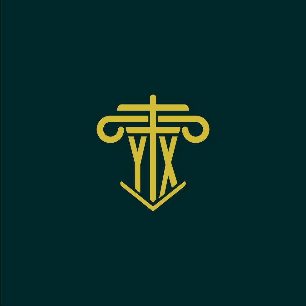 yx iniziale monogramma logo design per legge azienda con pilastro vettore Immagine