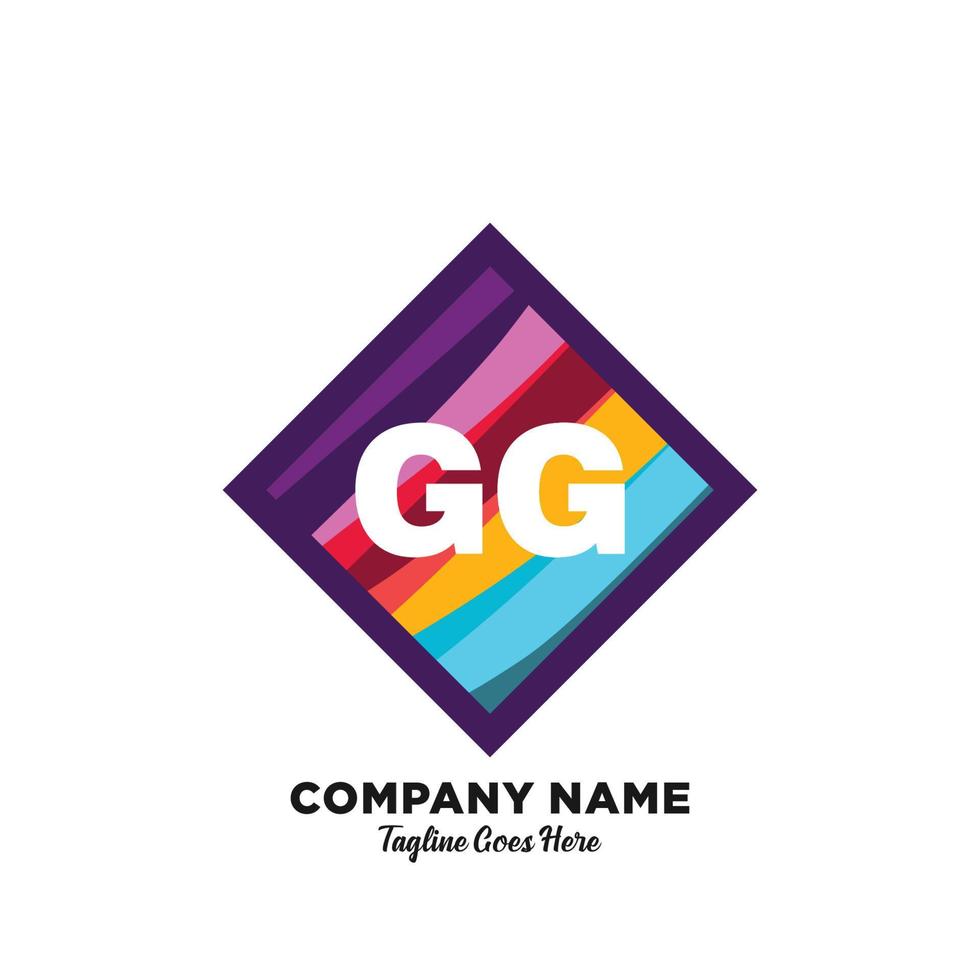 gg iniziale logo con colorato modello vettore. vettore