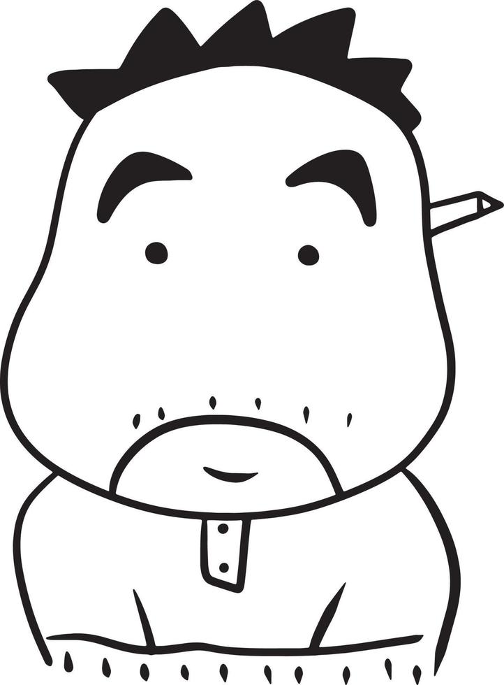 cartone animato uomo mangiare scarabocchio kawaii anime colorazione pagina carino illustrazione disegno personaggio chibi manga comico vettore