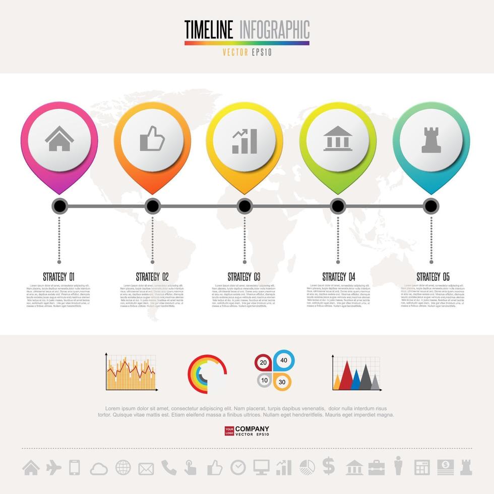 modello di progettazione infografica timeline vettore