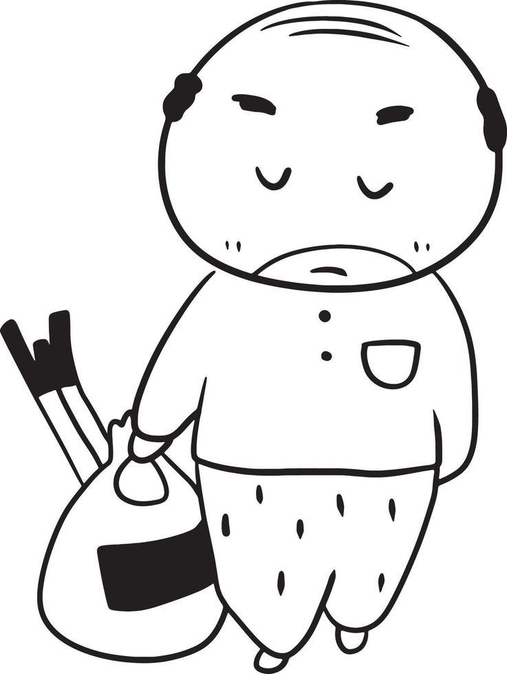 maschio shopping cartone animato scarabocchio kawaii anime colorazione pagina carino disegno personaggio chibi manga comico vettore