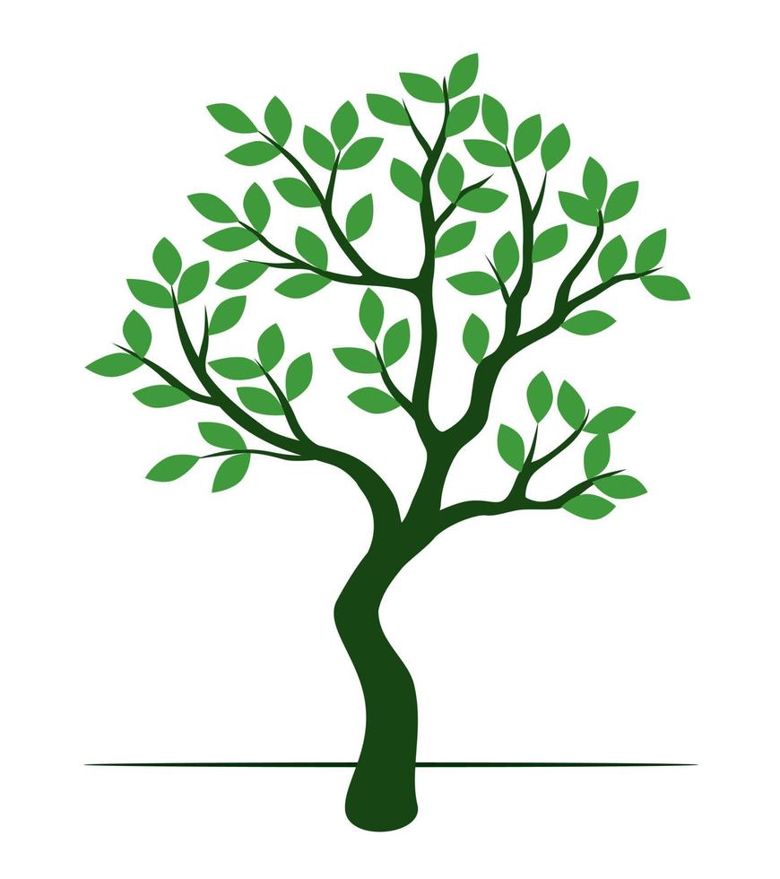 forma di verde albero con le foglie. vettore schema illustrazione.