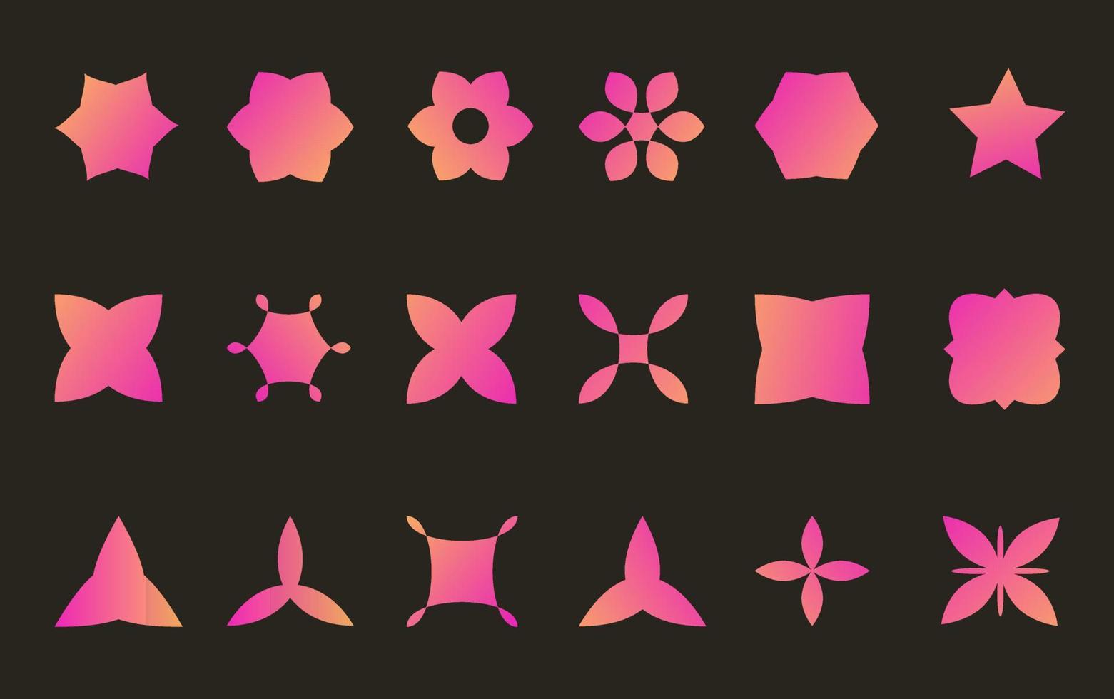 y2k minimalista geometrico elementi, astratto le forme. semplice stella e fiore forma, di base modulo, di moda moderno grafico elemento vettore impostato