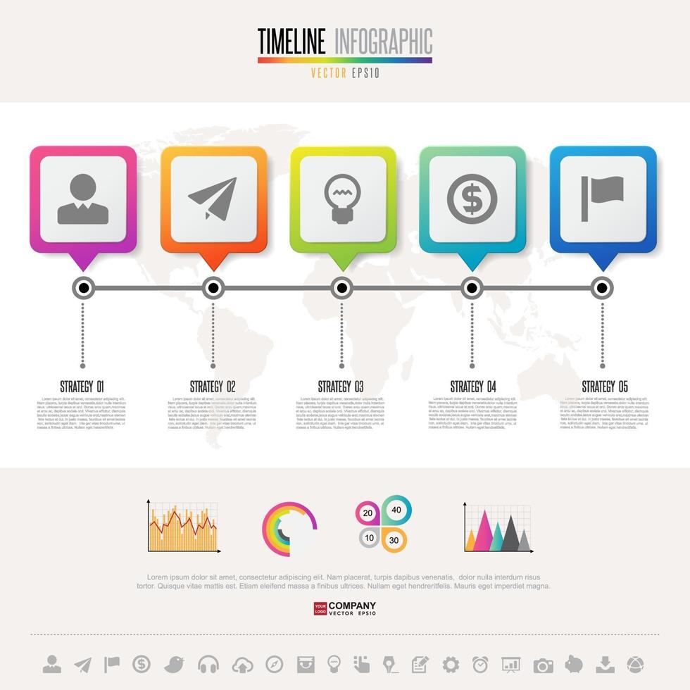 modello di progettazione infografica timeline vettore