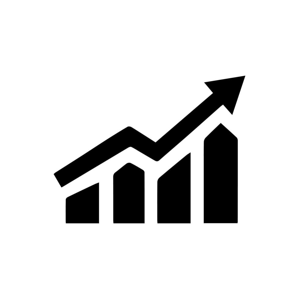 bar grafico icona nero. Perfetto nero pittogramma illustrazione. attività commerciale grafico con freccia. crescite grafico collezione. profitto in crescita sumbol. progresso sbarra. bar diagramma. grafico aumento. vettore