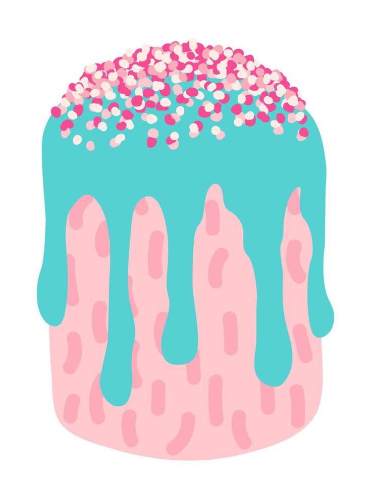 Pasqua torta vettore illustrazione. colorato Pasqua torta con blu glassatura e rosa briciole. vacanza arredamento. design per saluto carte, inviti, tessile, striscione, manifesto.