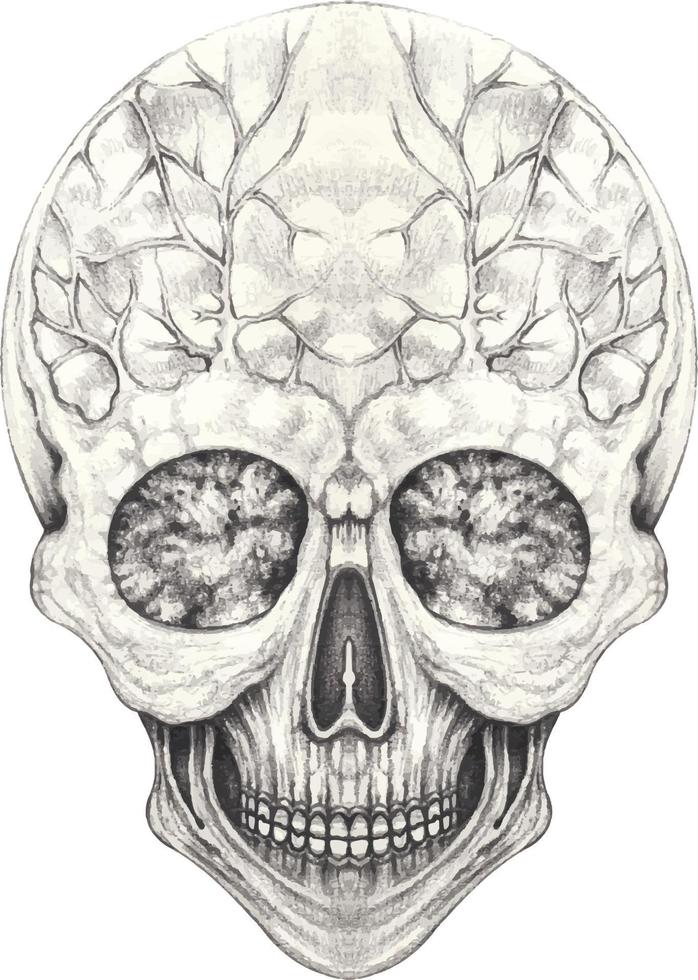 arte surreale cranio. mano disegno e rendere grafico vettore