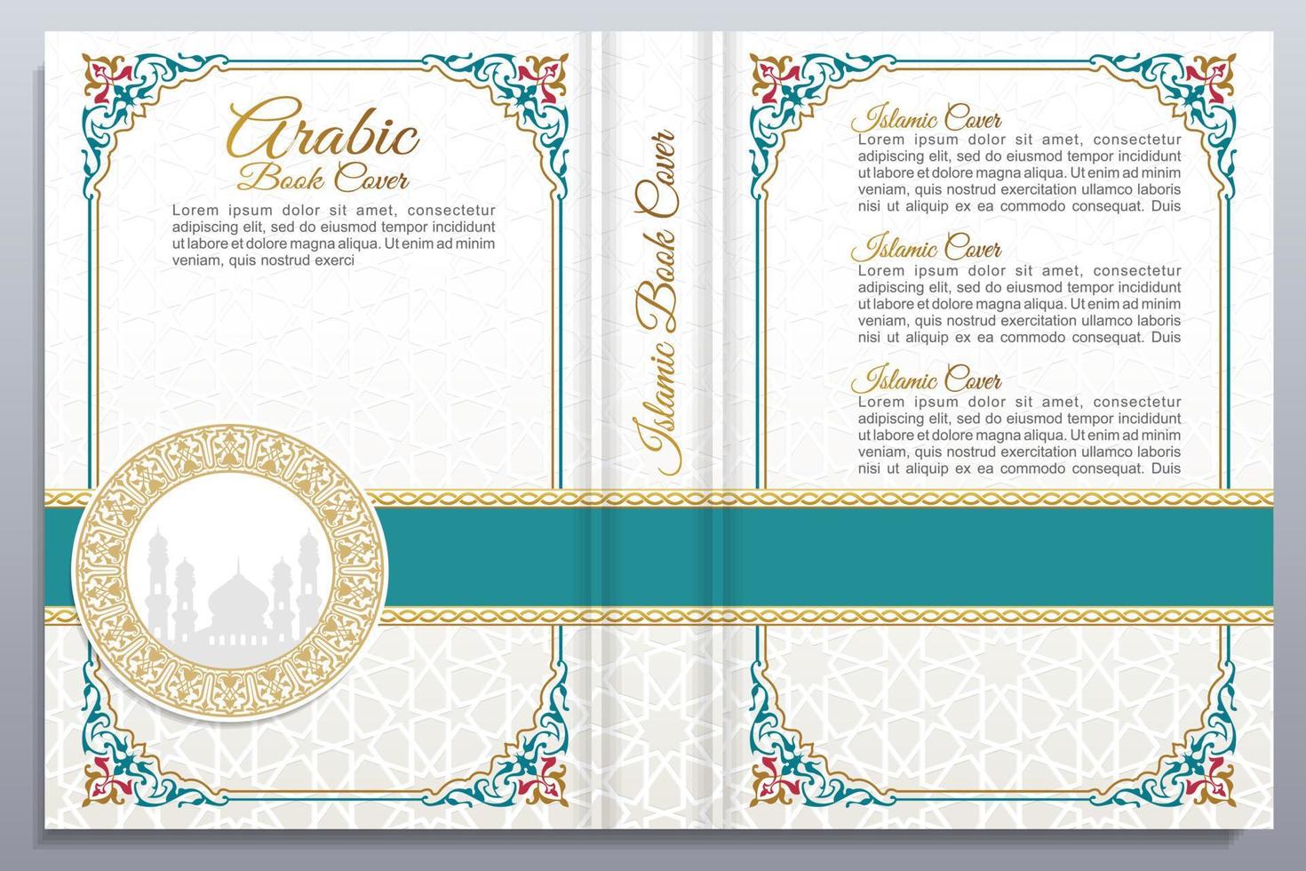 Arabo islamico libro copertina design vettore